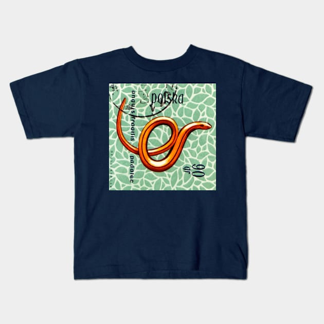 Polska Gold Snake Print Kids T-Shirt by Go-Postal